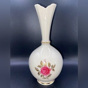 Lenox Bud Vase - Beautiful With Rose Image And Gold Trim - 8” Tall - “Mint”